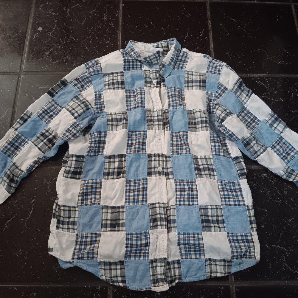 Vtg Marsh Landing Men's Blue and White Plaid Shirt XL